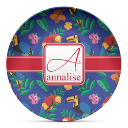 Parrots & Toucans Microwave Safe Plastic Plate - Composite Polymer (Personalized)