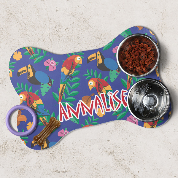 Parrots & Toucans Dog Bone Shaped Mat Lifestyle