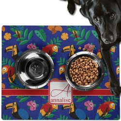 Parrots & Toucans Dog Food Mat - Large w/ Name and Initial