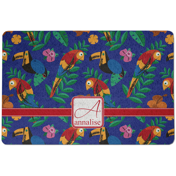 Custom Parrots & Toucans Dog Food Mat w/ Name and Initial