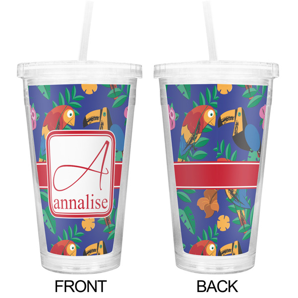 Parrots & Toucans Double Wall Tumbler with Straw - Approval