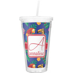 Parrots & Toucans Double Wall Tumbler with Straw (Personalized)