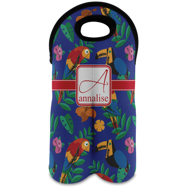 Custom Parrots & Toucans Wine Tote Bag (2 Bottles) (Personalized)