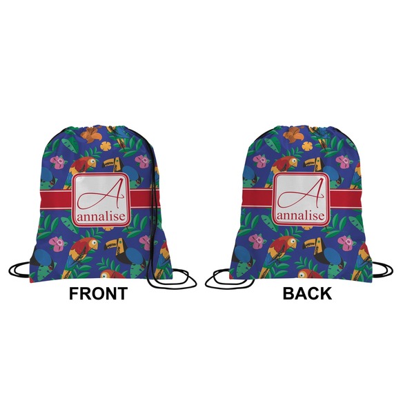 Parrots & Toucans Drawstring Backpack Front & Back Small