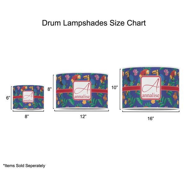 Parrots & Toucans Drum Lampshades - Sizing Chart