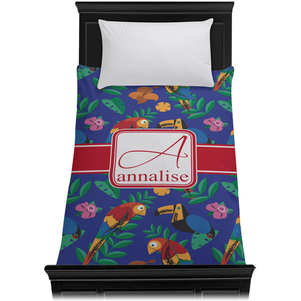Parrots & Toucans Duvet Cover - Twin XL - On Bed - No Prop