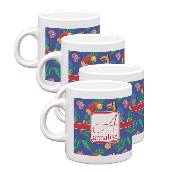 Custom Parrots & Toucans Single Shot Espresso Cups - Set of 4 (Personalized)