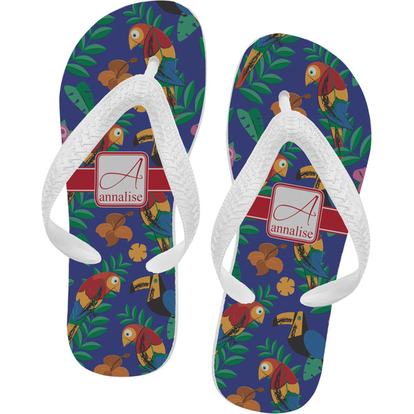 Custom Parrots & Toucans Flip Flops - XSmall (Personalized)