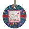 Parrots & Toucans Flat Glass Ornament - Round w/ Name and Initial