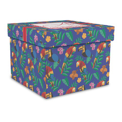 Parrots & Toucans Gift Box with Lid - Canvas Wrapped - Large (Personalized)