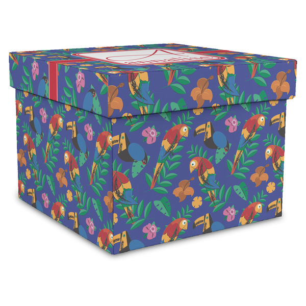 Custom Parrots & Toucans Gift Box with Lid - Canvas Wrapped - X-Large (Personalized)