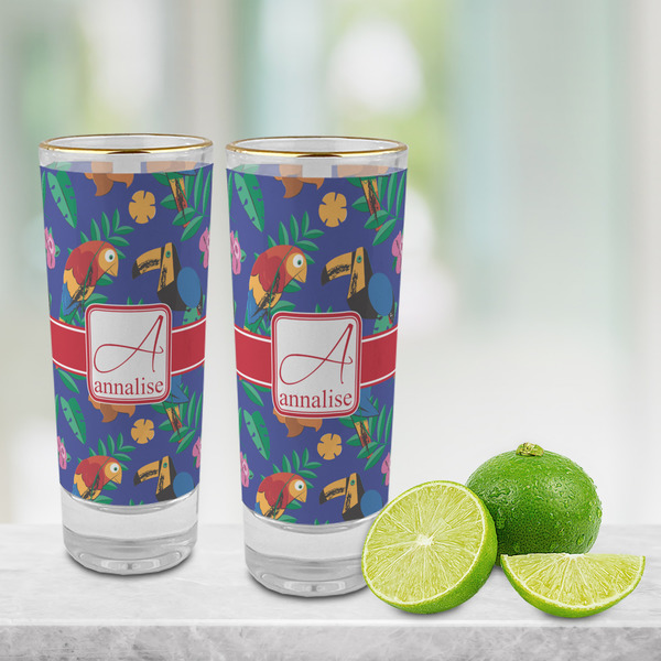 Parrots & Toucans Glass Shot Glass - 2 oz - LIFESTYLE