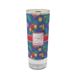 Parrots & Toucans 2 oz Shot Glass - Glass with Gold Rim (Personalized)