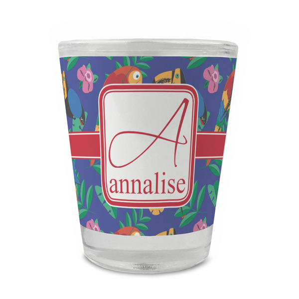 Custom Parrots & Toucans Glass Shot Glass - 1.5 oz - Set of 4 (Personalized)