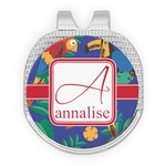 Parrots & Toucans Golf Ball Marker - Hat Clip - Silver