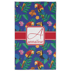 Parrots & Toucans Golf Towel - Poly-Cotton Blend w/ Name and Initial