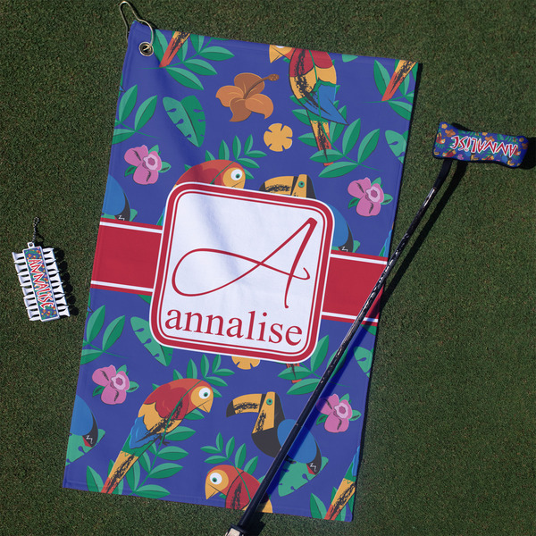 Custom Parrots & Toucans Golf Towel Gift Set (Personalized)