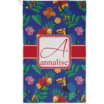 Parrots & Toucans Golf Towel - Poly-Cotton Blend - Small w/ Name and Initial