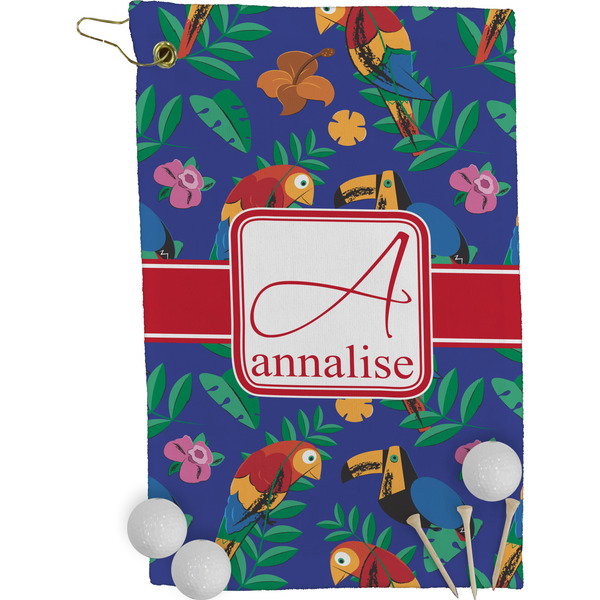 Parrots & Toucans Golf Towel (Personalized)