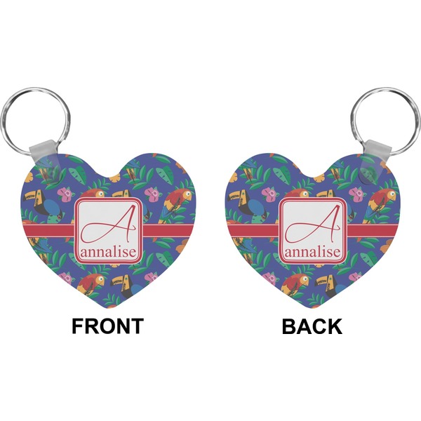 Parrots & Toucans Heart Keychain (Front + Back)