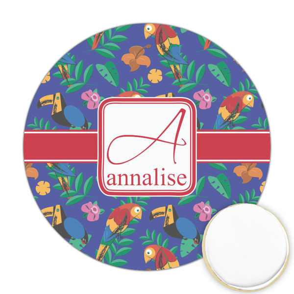 Custom Parrots & Toucans Printed Cookie Topper - Round (Personalized)