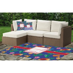 Parrots & Toucans Indoor / Outdoor Rug - Custom Size w/ Name and Initial