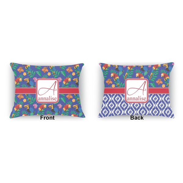 Parrots & Toucans  Indoor Rectangular Burlap Pillow (Front and Back)