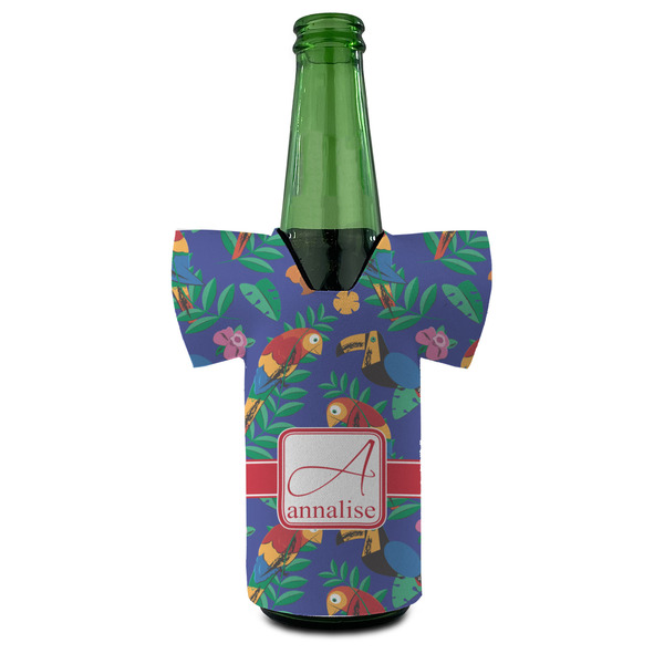 Parrots & Toucans Jersey Bottle Cooler - FRONT (on bottle)