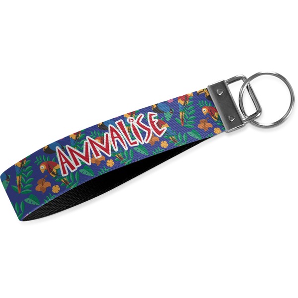 Custom Parrots & Toucans Webbing Keychain Fob - Large (Personalized)