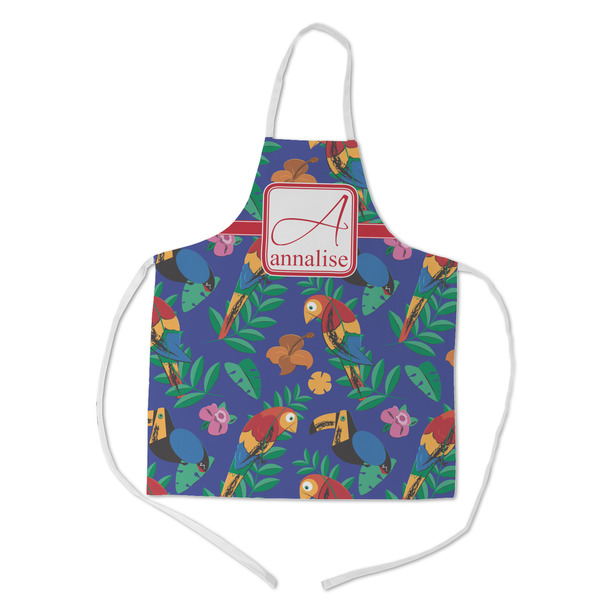 Custom Parrots & Toucans Kid's Apron w/ Name and Initial