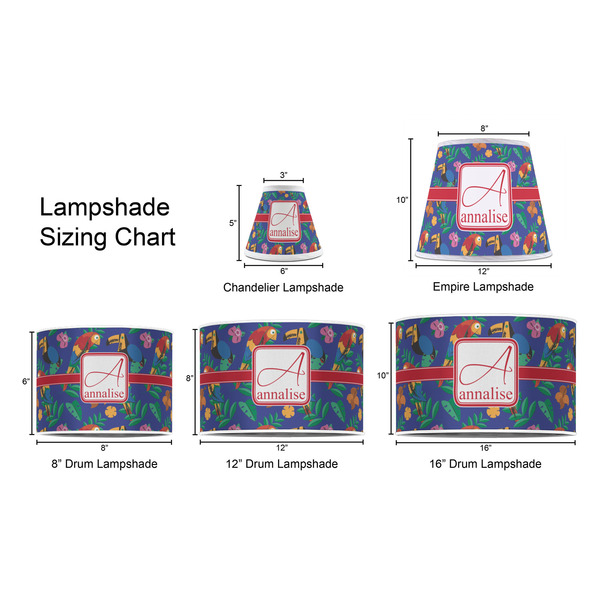 Parrots & Toucans Lampshade Sizing Chart