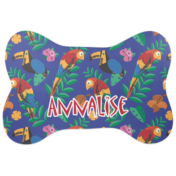Custom Parrots & Toucans Bone Shaped Dog Food Mat (Large) (Personalized)