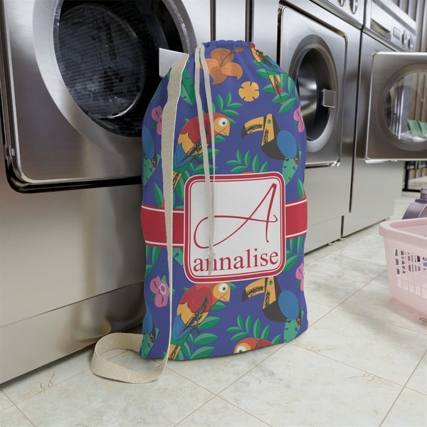 Parrots & Toucans Large Laundry Bag - In Context
