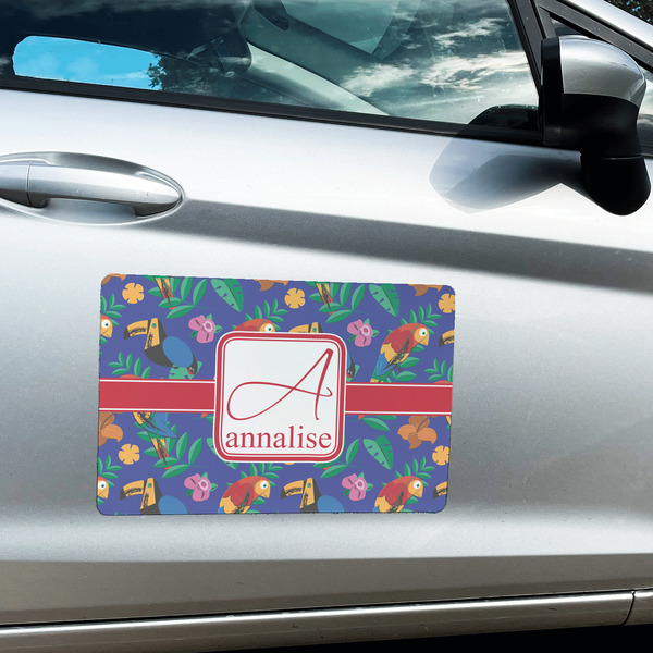Parrots & Toucans Large Rectangle Car Magnets- In Context