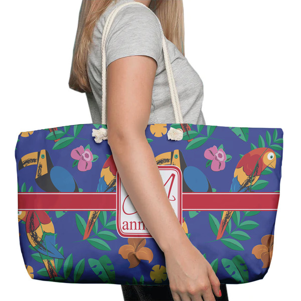 Parrots & Toucans Large Rope Tote Bag - In Context View