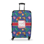 Parrots & Toucans Suitcase - 28" Large - Checked w/ Name and Initial
