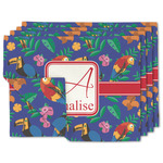 Parrots & Toucans Linen Placemat w/ Name and Initial