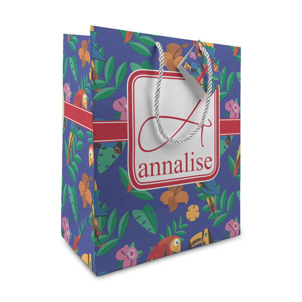 Custom Parrots & Toucans Medium Gift Bag (Personalized)