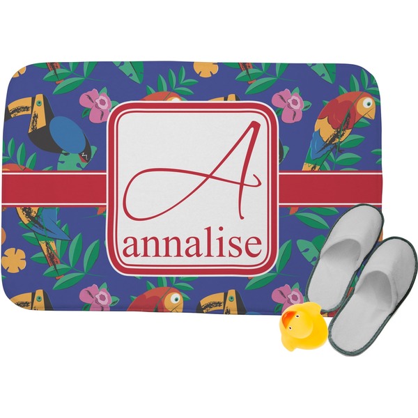 Custom Parrots & Toucans Memory Foam Bath Mat (Personalized)