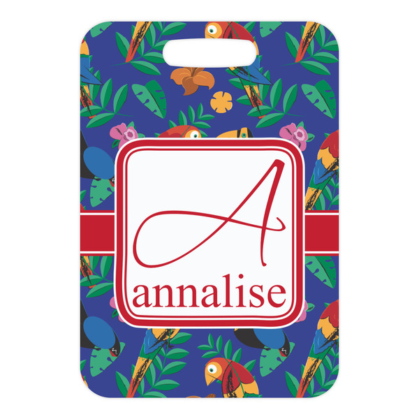 Parrots & Toucans Metal Luggage Tag - Front Without Strap