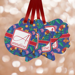 Parrots & Toucans Metal Ornaments - Double Sided w/ Name and Initial