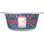 Parrots & Toucans Stainless Steel Dog Bowl (Personalized)