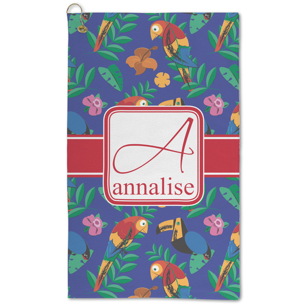Custom Parrots & Toucans Microfiber Golf Towel - Large (Personalized)