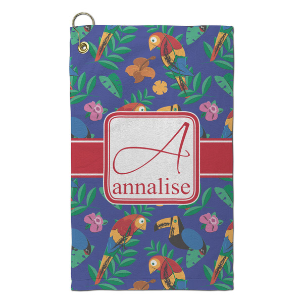 Custom Parrots & Toucans Microfiber Golf Towel - Small (Personalized)