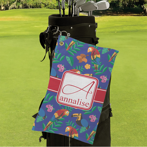 Parrots & Toucans Microfiber Golf Towels - Small - LIFESTYLE