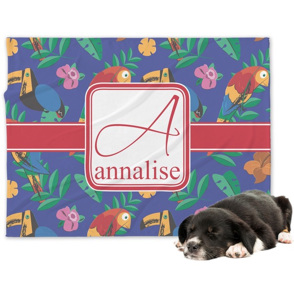 Custom Parrots & Toucans Dog Blanket - Regular (Personalized)