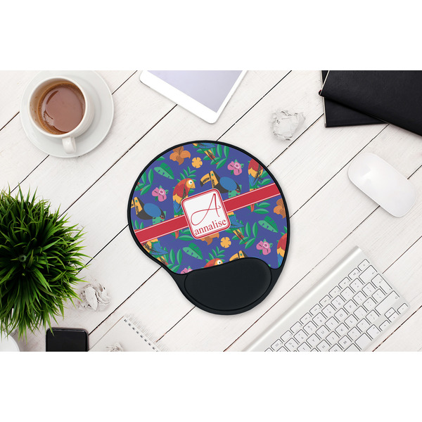 Parrots & Toucans Mouse Pad with Wrist Rest - LIFESYTLE 1