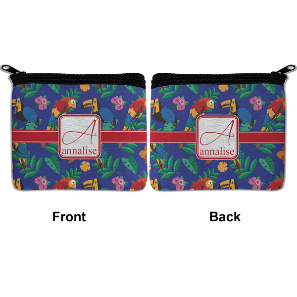 Parrots & Toucans Neoprene Coin Purse - Front & Back (APPROVAL)