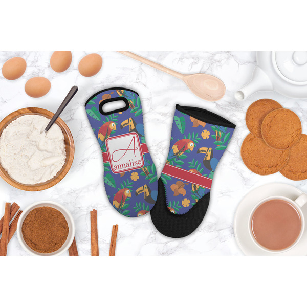 Parrots & Toucans Neoprene Oven Mitt - Lifestyle Image