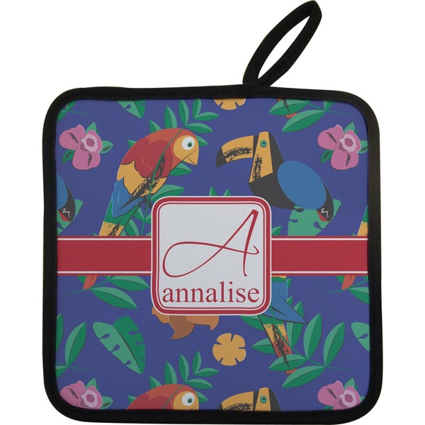 Custom Parrots & Toucans Pot Holder w/ Name and Initial